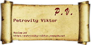 Petrovity Viktor névjegykártya